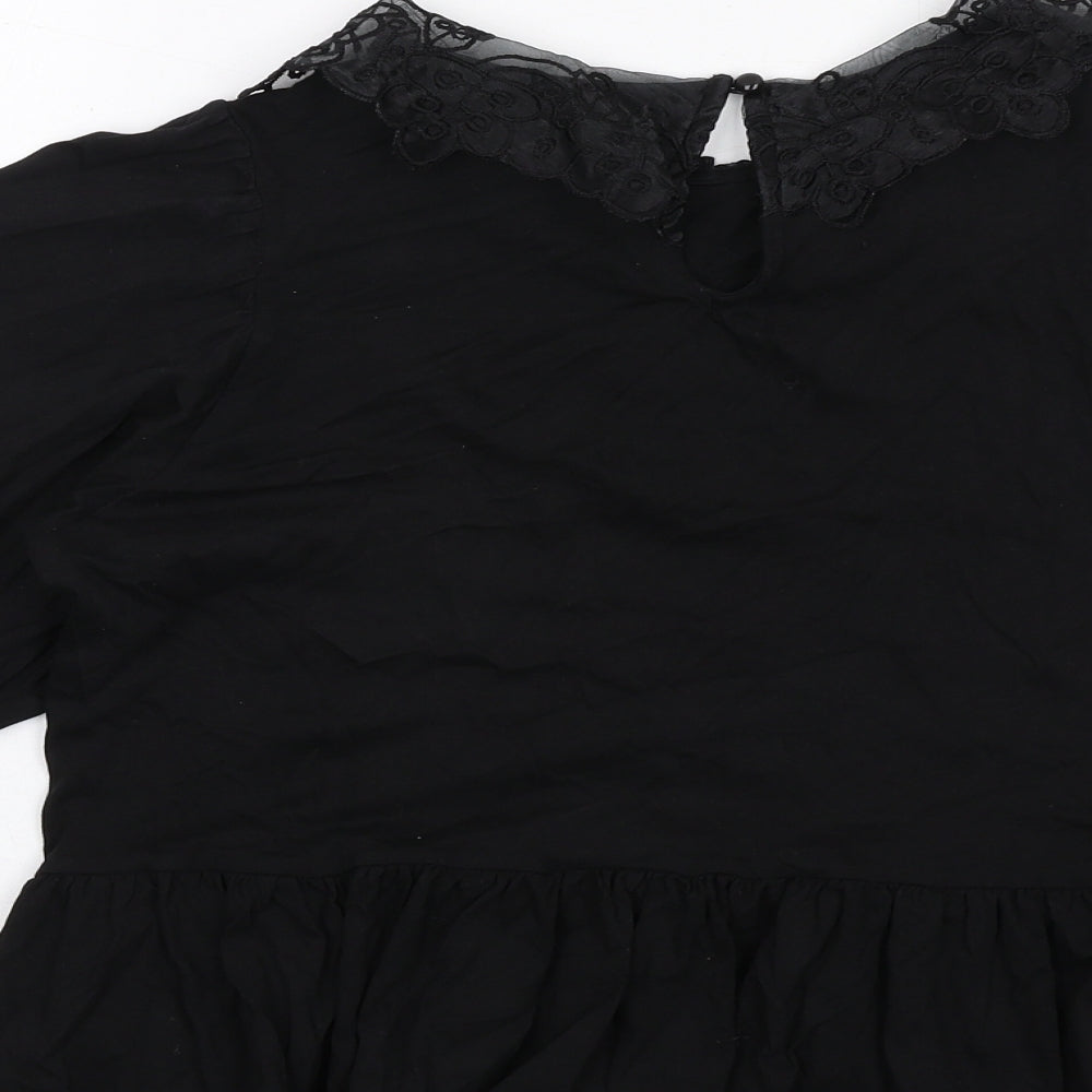 Womens UK Size S Monki Black Basic Blouse