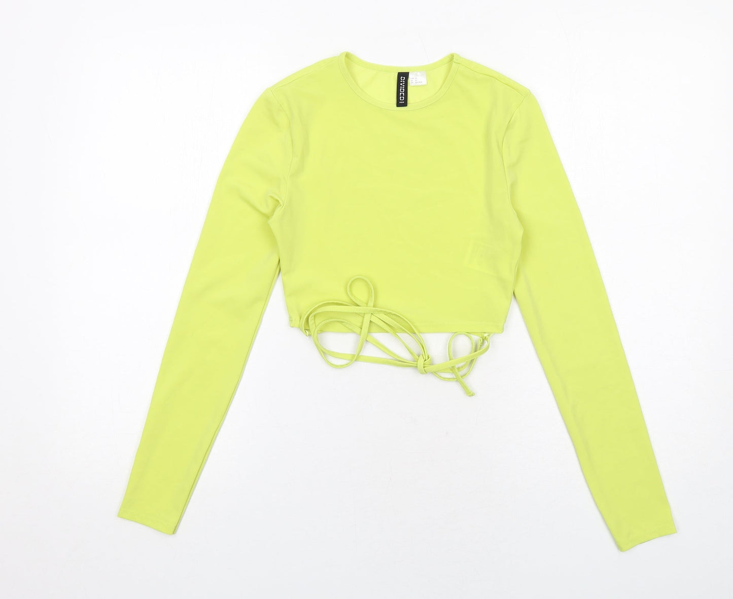 Womens UK Size XS H&M Yellow Cropped T-Shirt