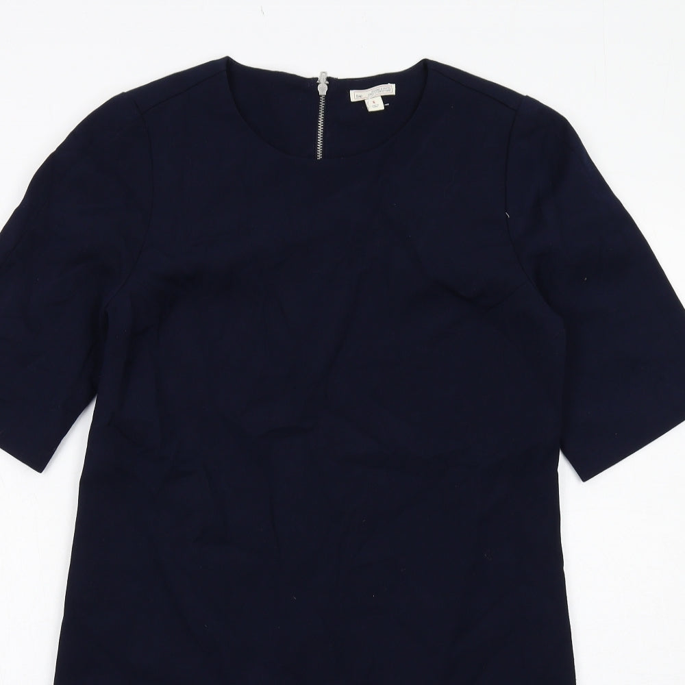 Gap Womens Blue Polyester Shift Size 6 Round Neck Zip