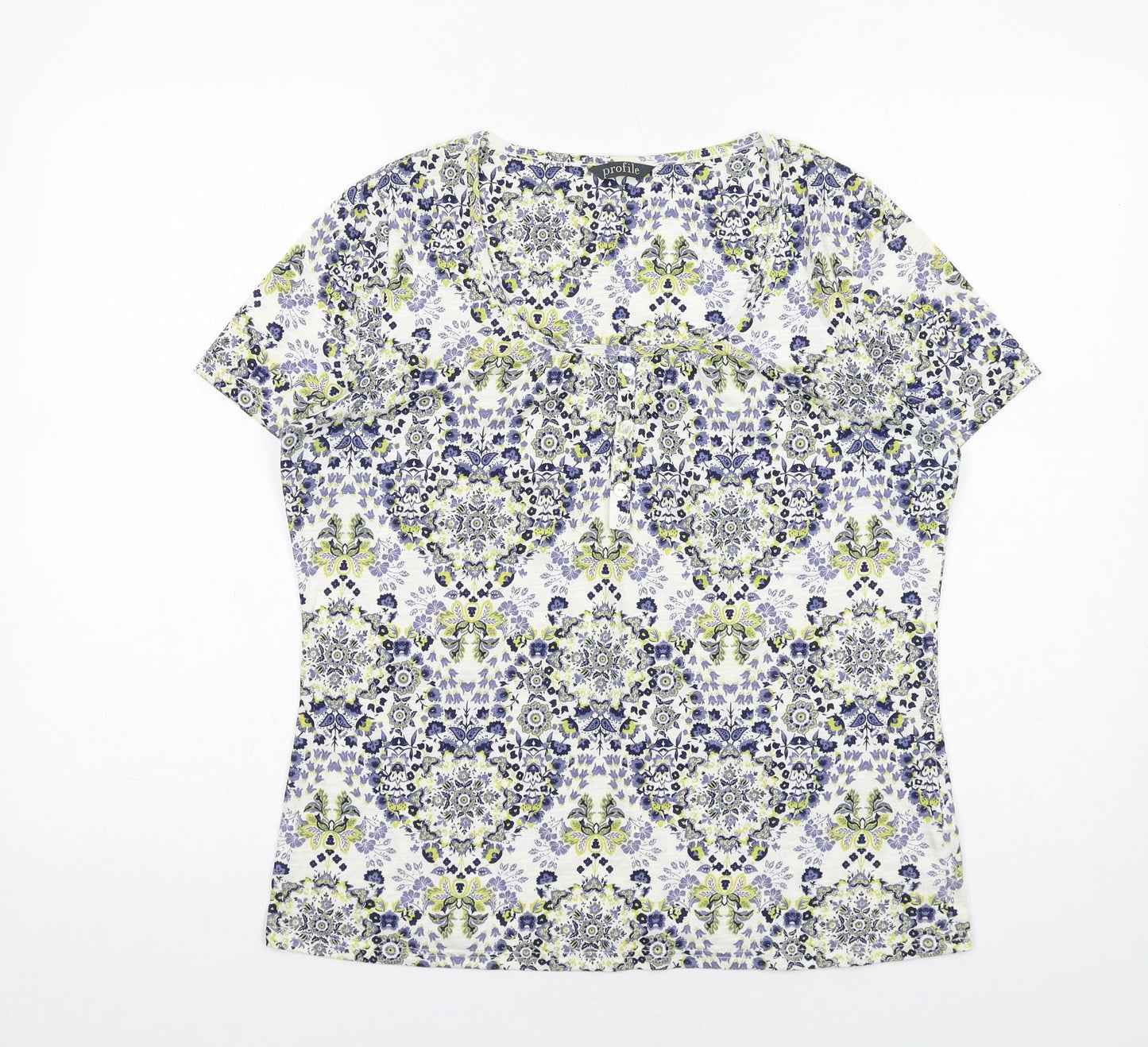 Womens UK Size 10 Profile Multicoloured Basic T-Shirt