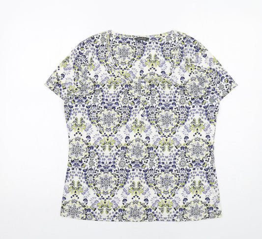 Womens UK Size 10 Profile Multicoloured Basic T-Shirt
