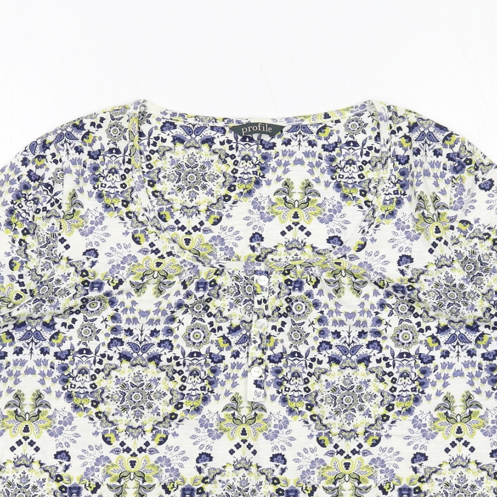 Womens UK Size 10 Profile Multicoloured Basic T-Shirt