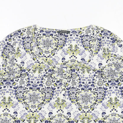 Womens UK Size 10 Profile Multicoloured Basic T-Shirt