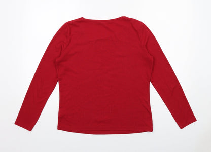 Womens UK Size 12 VIZ A VIZ Red Basic T-Shirt