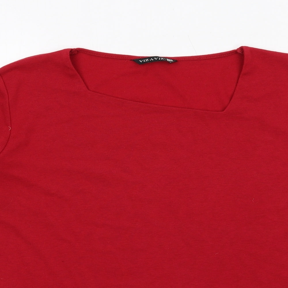 Womens UK Size 12 VIZ A VIZ Red Basic T-Shirt