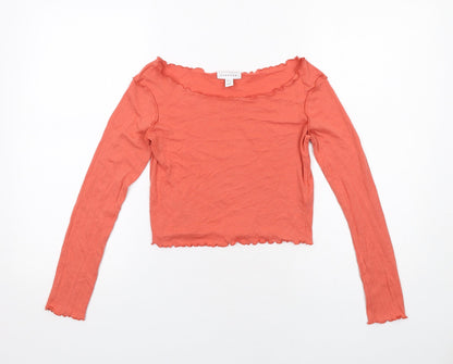 Womens UK Size 8 Topshop Orange Basic T-Shirt