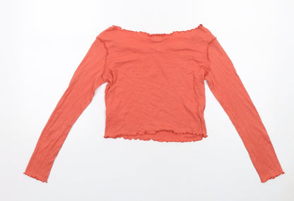 Womens UK Size 8 Topshop Orange Basic T-Shirt