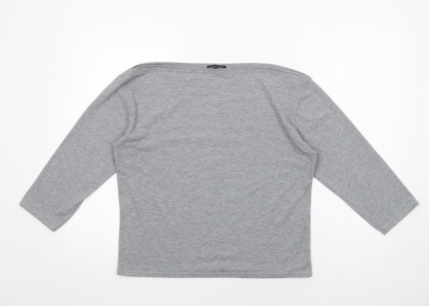 I SAW IT FIRST Womens Grey Polyester Basic T-Shirt Size 12 Boat Neck