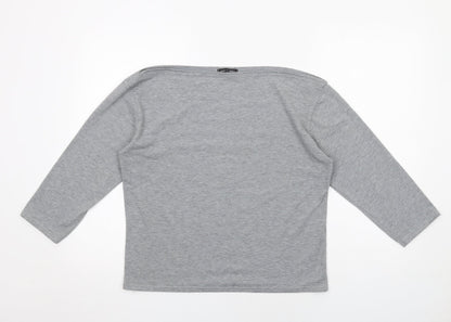 I SAW IT FIRST Womens Grey Polyester Basic T-Shirt Size 12 Boat Neck