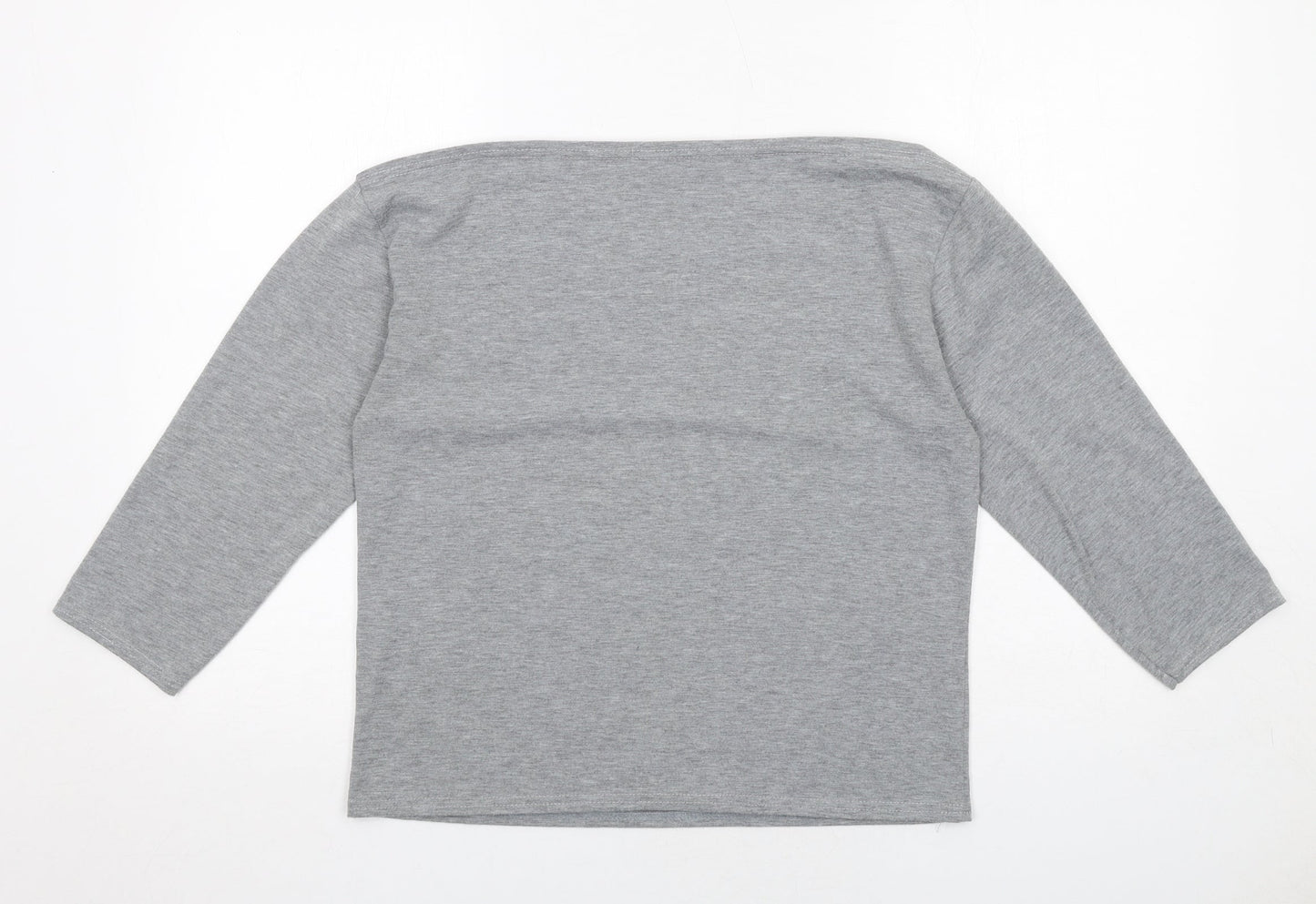 I SAW IT FIRST Womens Grey Polyester Basic T-Shirt Size 12 Boat Neck