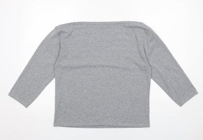 I SAW IT FIRST Womens Grey Polyester Basic T-Shirt Size 12 Boat Neck