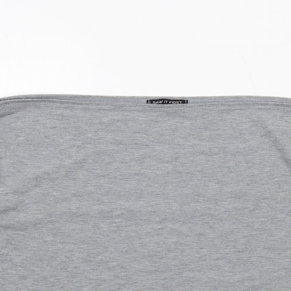 I SAW IT FIRST Womens Grey Polyester Basic T-Shirt Size 12 Boat Neck