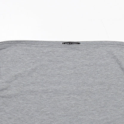 I SAW IT FIRST Womens Grey Polyester Basic T-Shirt Size 12 Boat Neck