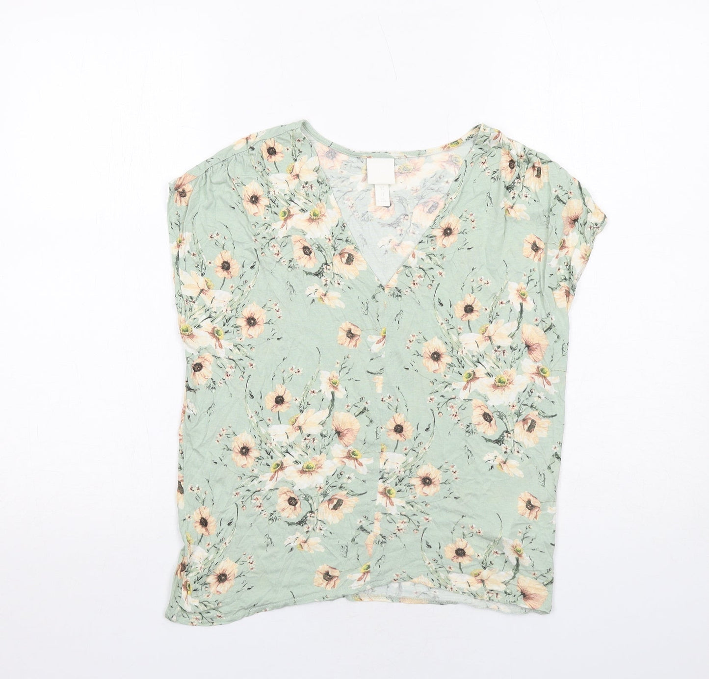 Womens UK Size XS H&M Green Basic Blouse