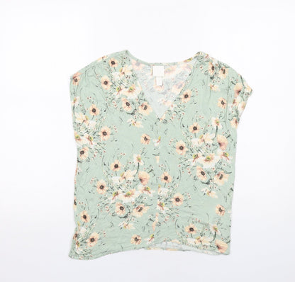 Womens UK Size XS H&M Green Basic Blouse