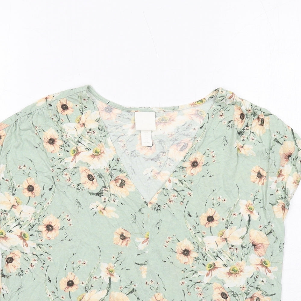 Womens UK Size XS H&M Green Basic Blouse