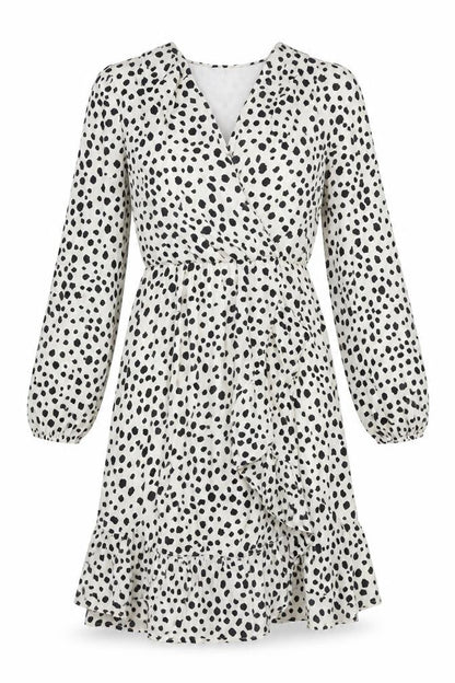 Nasty Gal Womens Beige Animal Print Polyester A-Line Size S V-Neck Pullover - Wrap Style