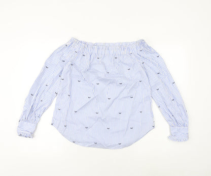 Womens UK Size 8 New Look Blue Basic Blouse