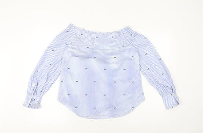 Womens UK Size 8 New Look Blue Basic Blouse