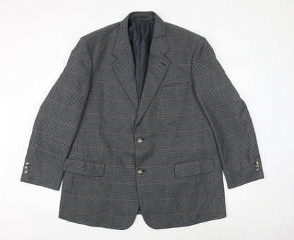 Carabou Mens Grey Geometric Polyester Jacket Suit Jacket Size 46 Regular