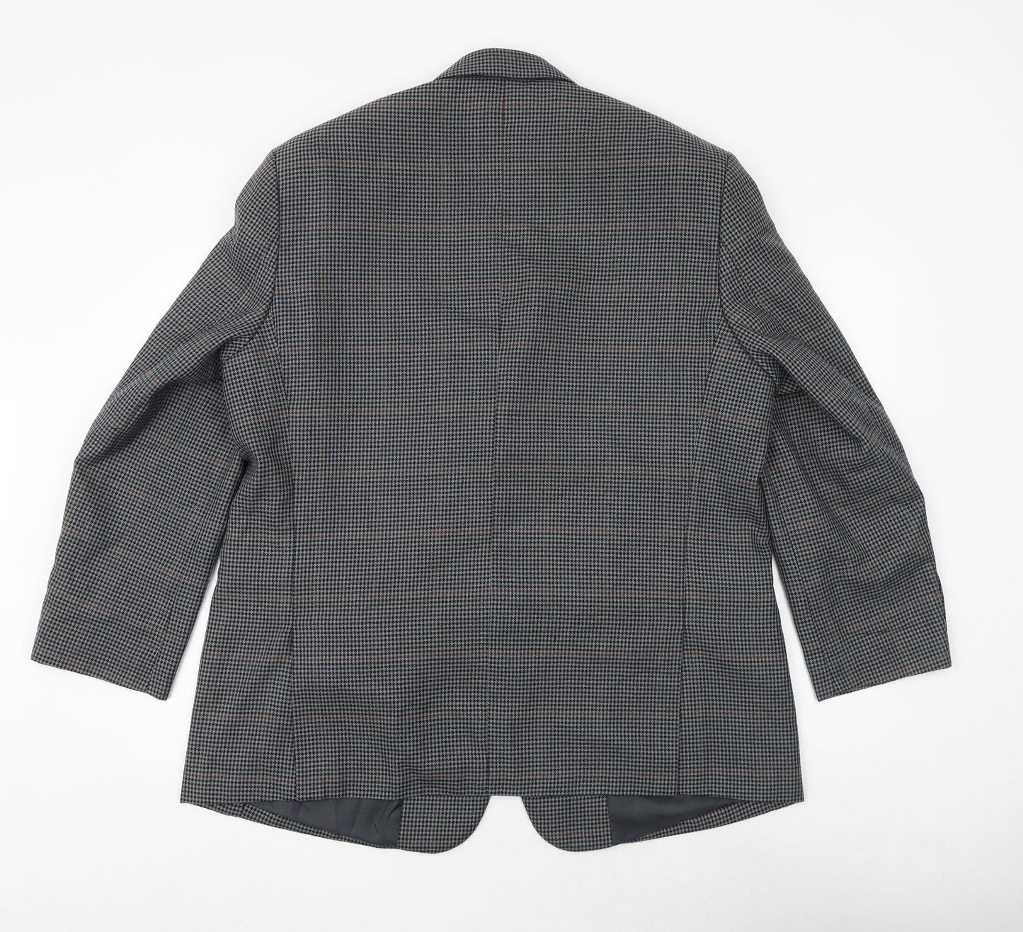 Carabou Mens Grey Geometric Polyester Jacket Suit Jacket Size 46 Regular