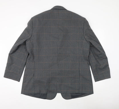 Carabou Mens Grey Geometric Polyester Jacket Suit Jacket Size 46 Regular