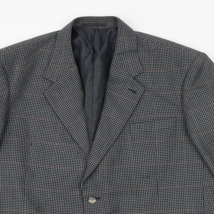 Carabou Mens Grey Geometric Polyester Jacket Suit Jacket Size 46 Regular