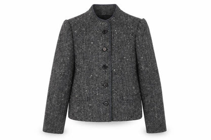 Dorene Womens Grey Geometric Jacket Blazer Size 14 Button