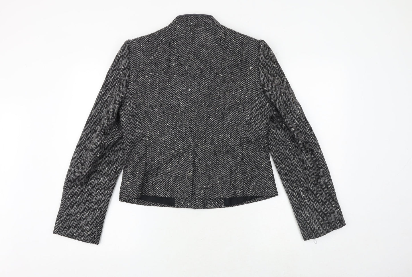 Dorene Womens Grey Geometric Jacket Blazer Size 14 Button