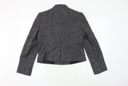 Dorene Womens Grey Geometric Jacket Blazer Size 14 Button