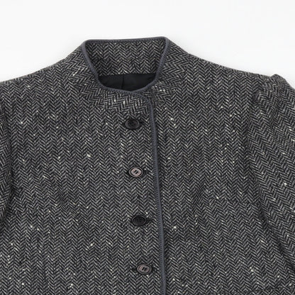 Dorene Womens Grey Geometric Jacket Blazer Size 14 Button
