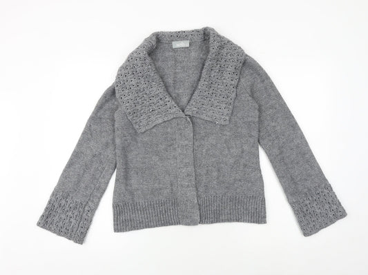 Womens UK Size M Wallis Grey Cardigan Jumper