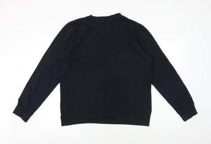 Threadbare Mens Black Cotton Pullover Sweatshirt Size L - Unisex Sleigh Bells Bling