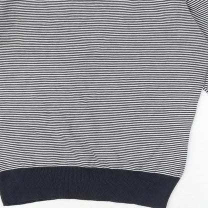 McGregor Womens Blue V-Neck Striped 100% Cotton Pullover Jumper Size S