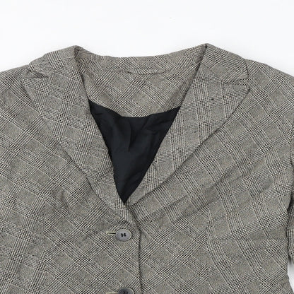 Principles Womens Brown Geometric Jacket Blazer Size 10 Button