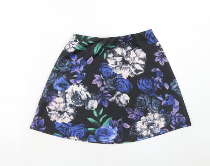 Missguided Womens Multicoloured Floral Polyester A-Line Skirt Size 10