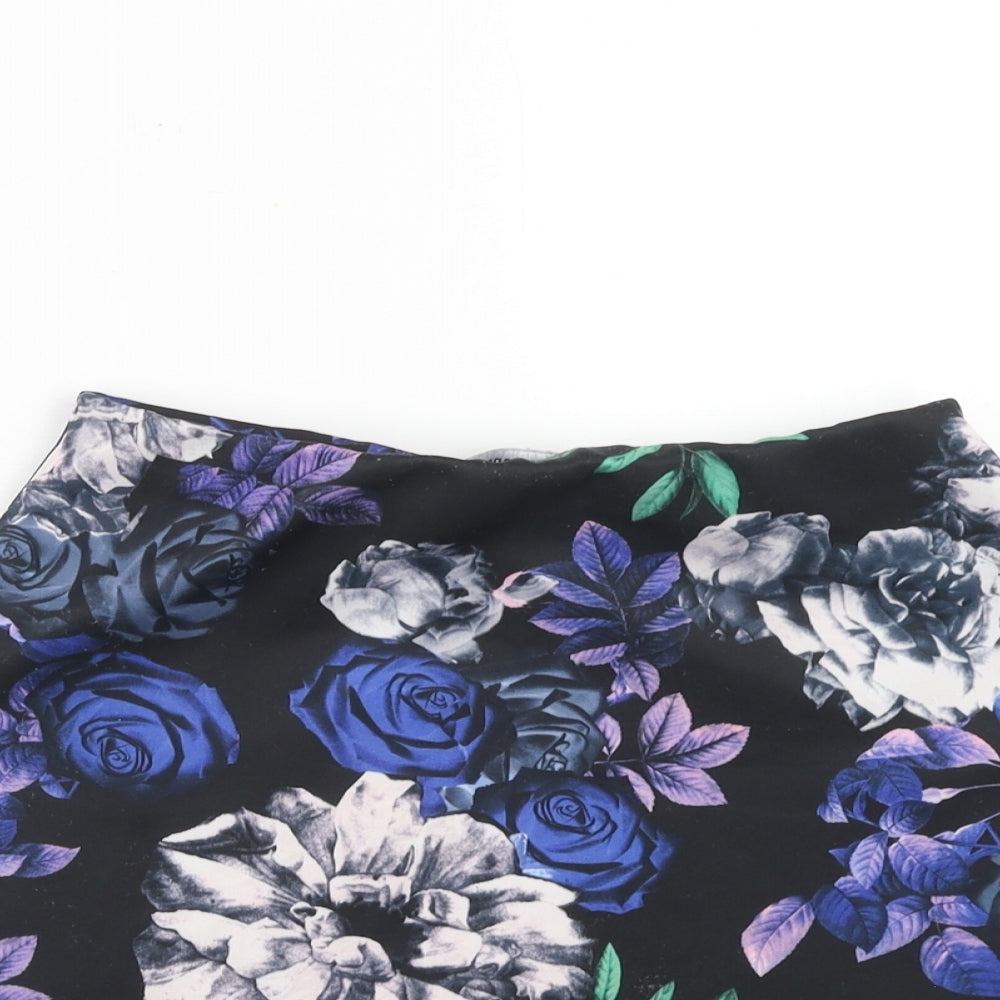 Missguided Womens Multicoloured Floral Polyester A-Line Skirt Size 10