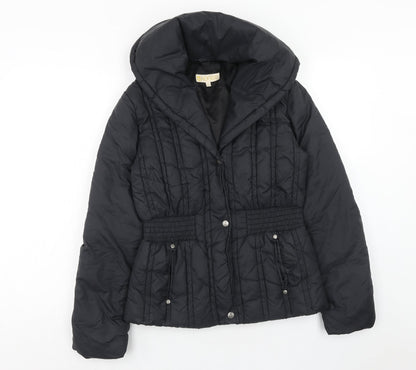 Honee Womens Black Quilted Jacket Size S Zip