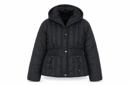 Honee Womens Black Quilted Jacket Size S Zip