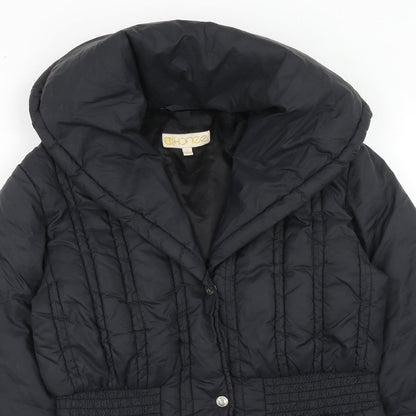 Honee Womens Black Quilted Jacket Size S Zip