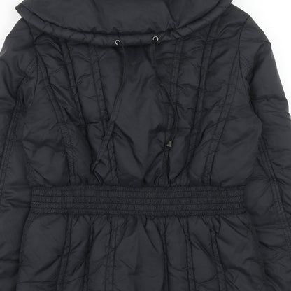 Honee Womens Black Quilted Jacket Size S Zip