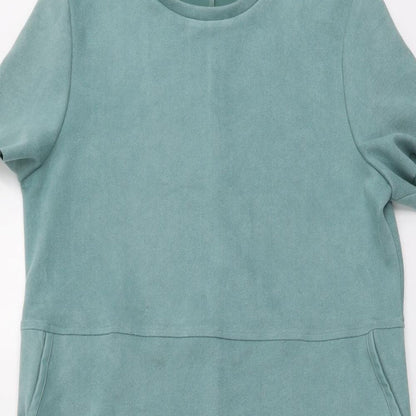 Zara Womens Green Polyester A-Line Size L Round Neck Pullover