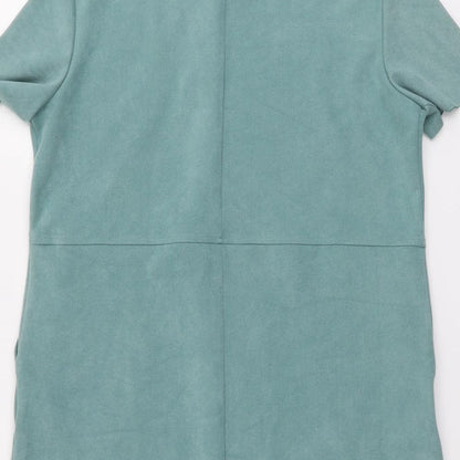 Zara Womens Green Polyester A-Line Size L Round Neck Pullover