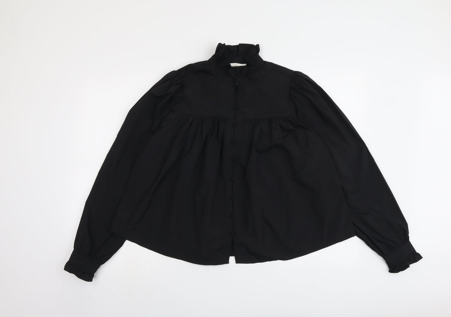 Womens UK Size S H&M Black Basic Button-Up