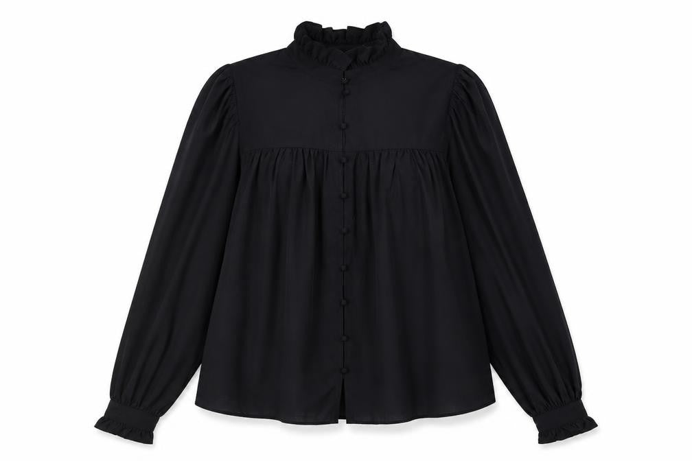 Womens UK Size S H&M Black Basic Button-Up