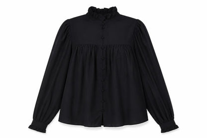 Womens UK Size S H&M Black Basic Button-Up