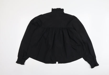 Womens UK Size S H&M Black Basic Button-Up