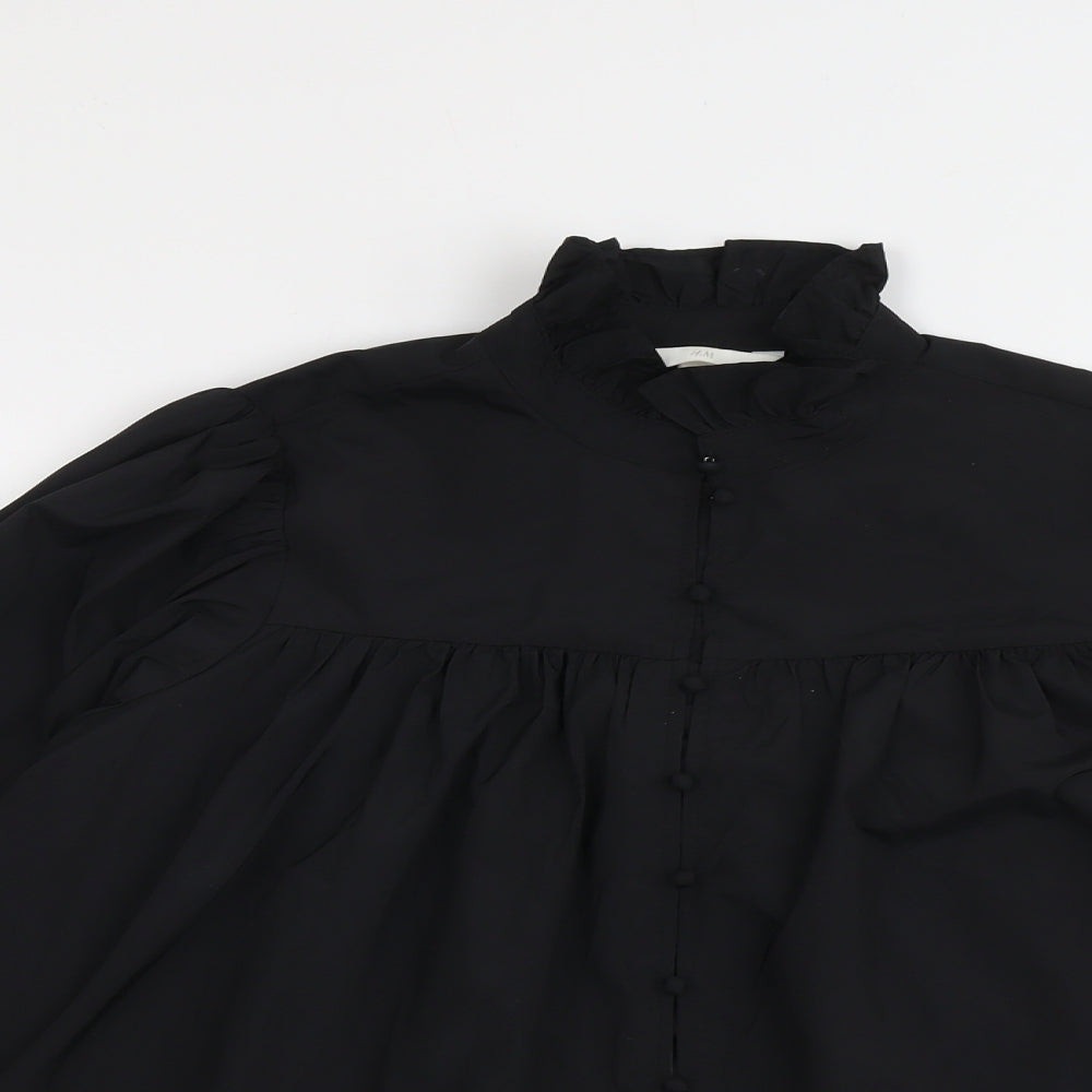 Womens UK Size S H&M Black Basic Button-Up