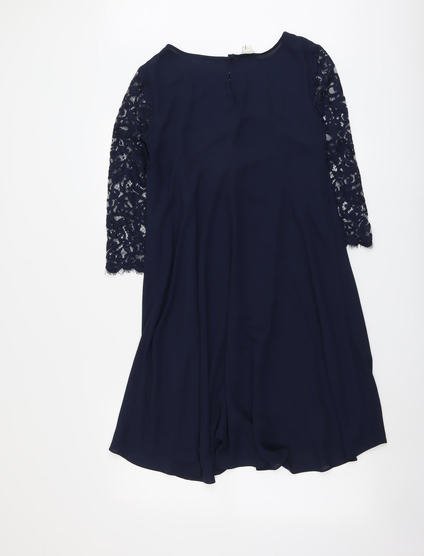 Monsoon Womens Blue Floral Polyester Trapeze & Swing Size 10 Round Neck Button