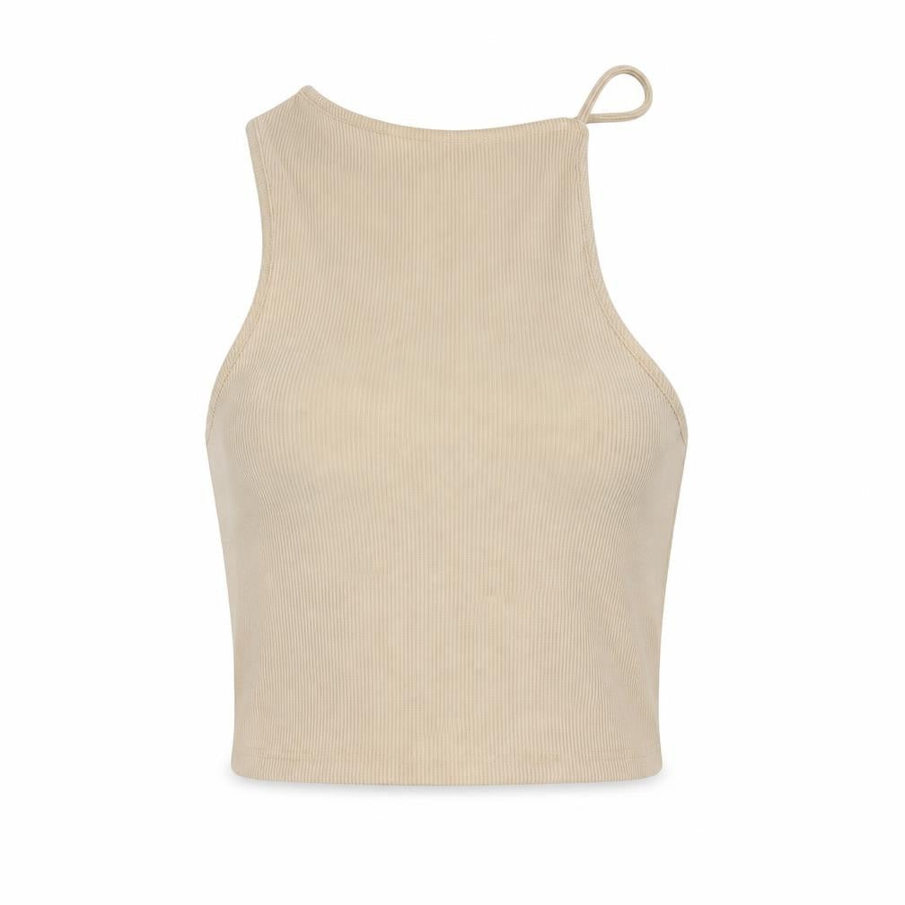 Womens UK Size S Bershka Beige Cropped Tank